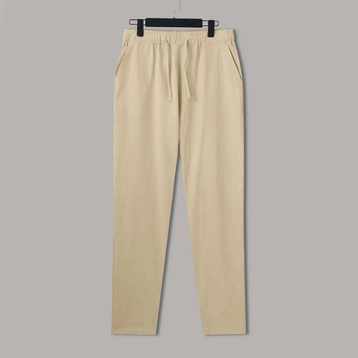 Mens Linen Yoga Lightweight Joggers Pants, Loose Casual Summer Elastic Waist Drawstring Baggy Trousers with Pocket