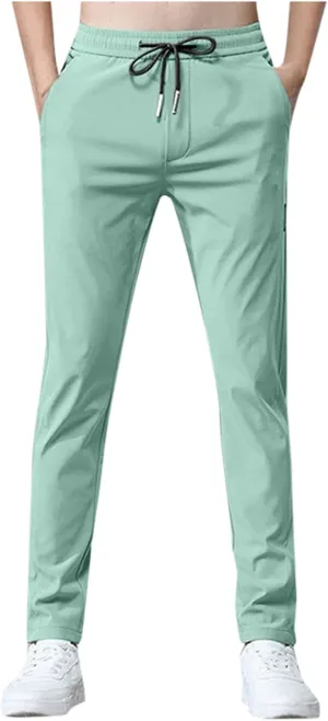 Mens Quick Drying Stretch Pants,Casual Outdoor Lightweight Pant Elastic Waist Sports Pant Athletic Hiking Travel Pant