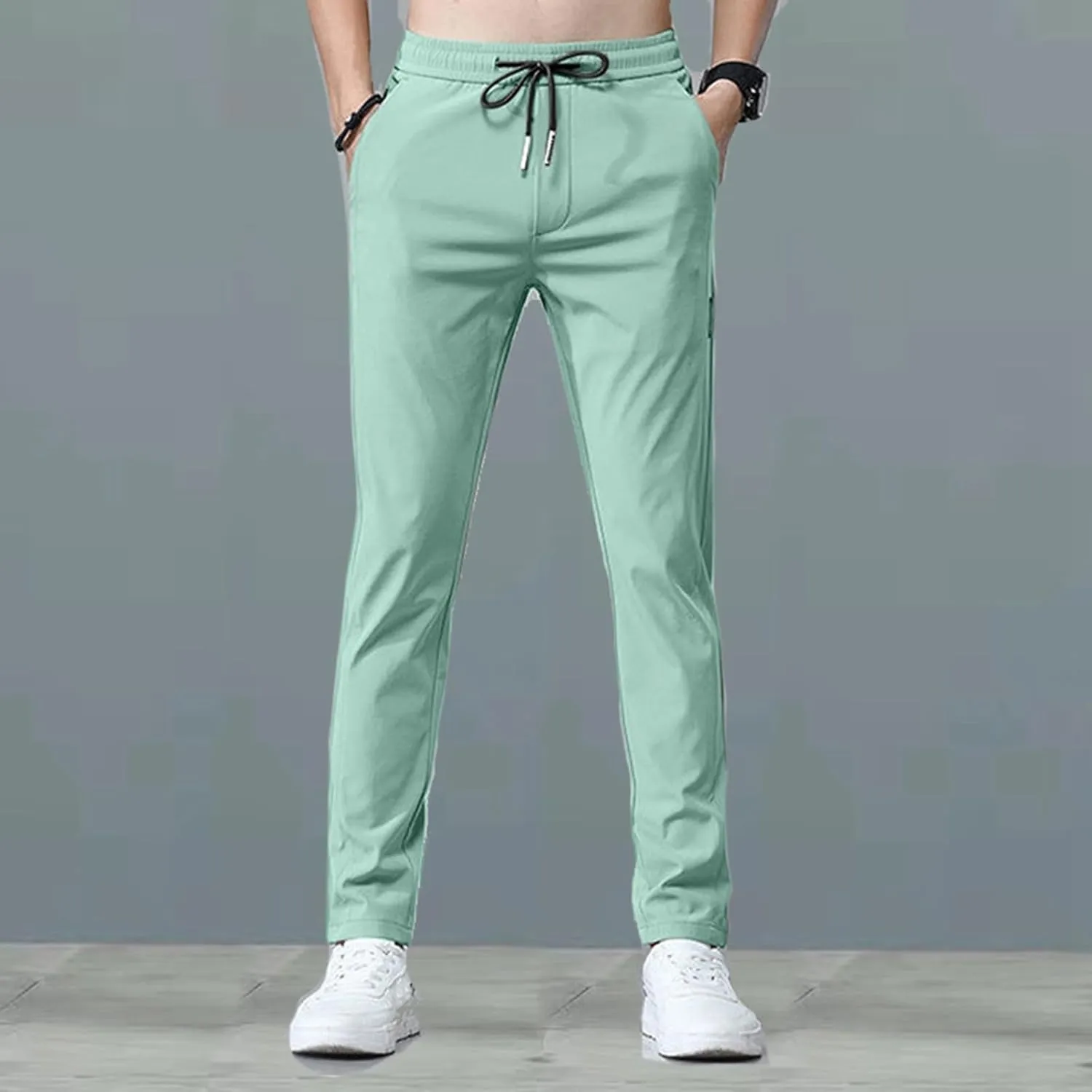 Mens Quick Drying Stretch Pants,Casual Outdoor Lightweight Pant Elastic Waist Sports Pant Athletic Hiking Travel Pant