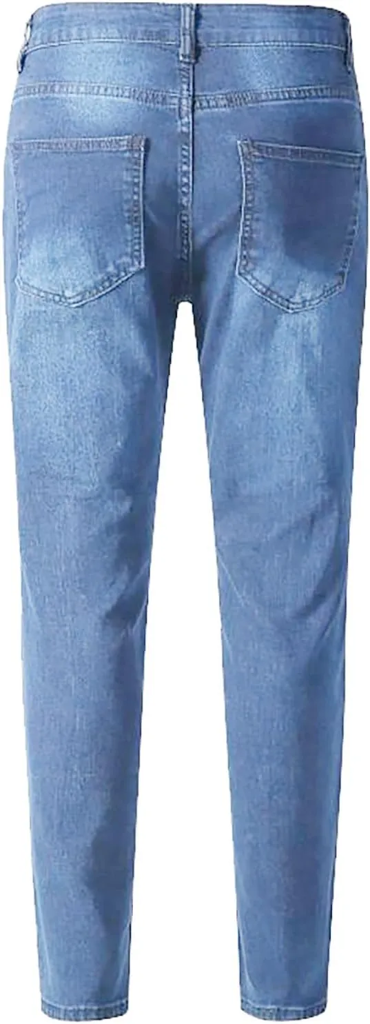 Mens Slim Fit Jeans Stretch Skinny Stretch Jean Fashion Flex Tapered Leg Denim Pants Casual Classic Plain Trousers