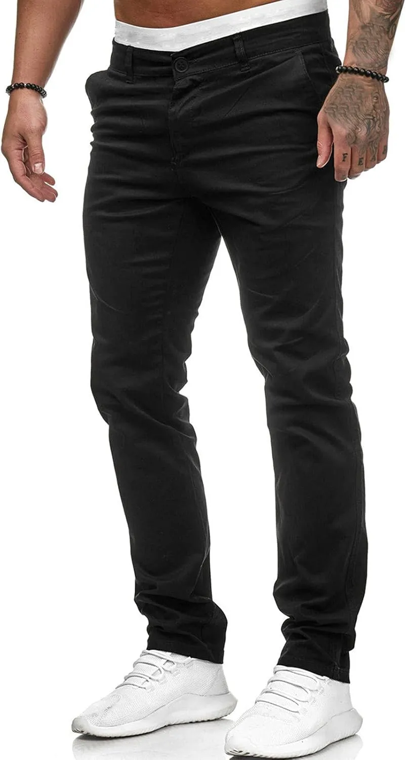 Mens Slim Fit Skinny Chino Pants Solid Tapered Stretchy Casual Trousers for Men Comfort Flat Front Dress Pants for Work