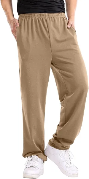 Mens Straight Leg Pants Casual Loose Fit Classic Trendy Solid Sweatpants Outdoor Workout Running Trousers with Pockets