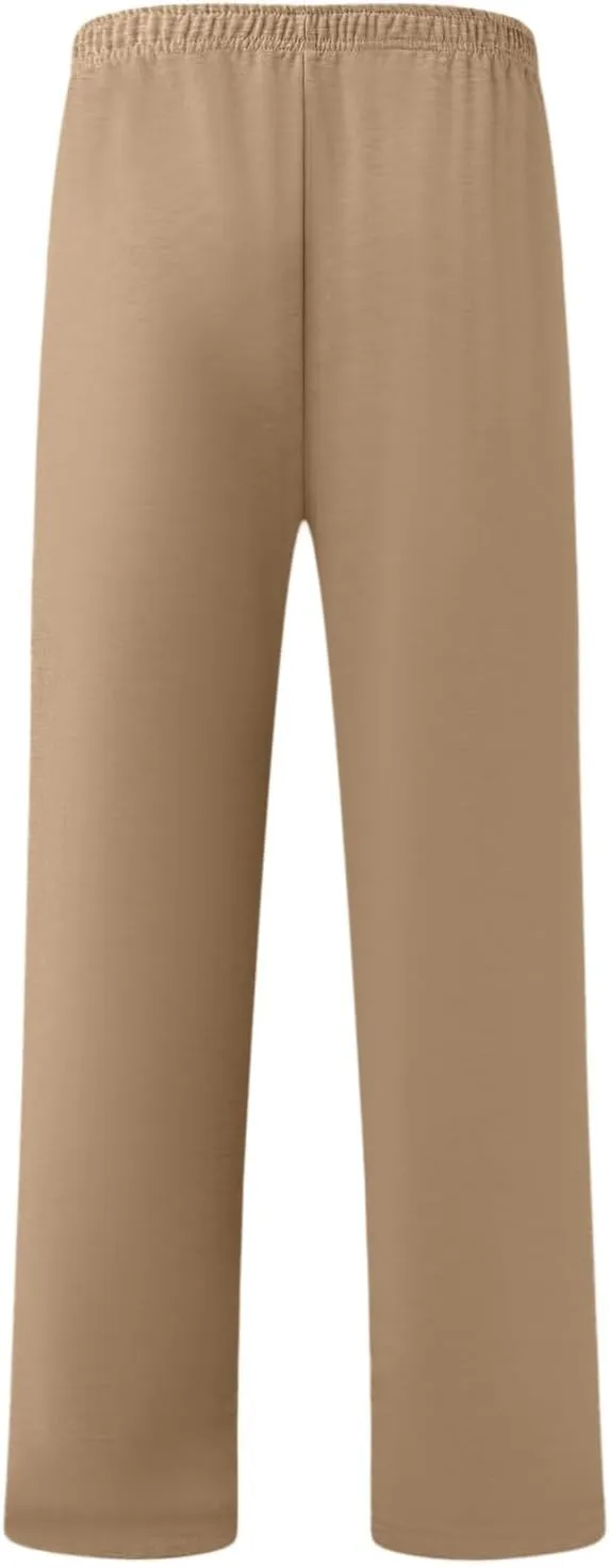 Mens Straight Leg Pants Casual Loose Fit Classic Trendy Solid Sweatpants Outdoor Workout Running Trousers with Pockets