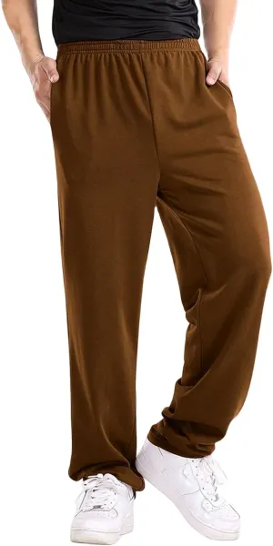 Mens Straight Leg Pants Casual Loose Fit Classic Trendy Solid Sweatpants Outdoor Workout Running Trousers with Pockets