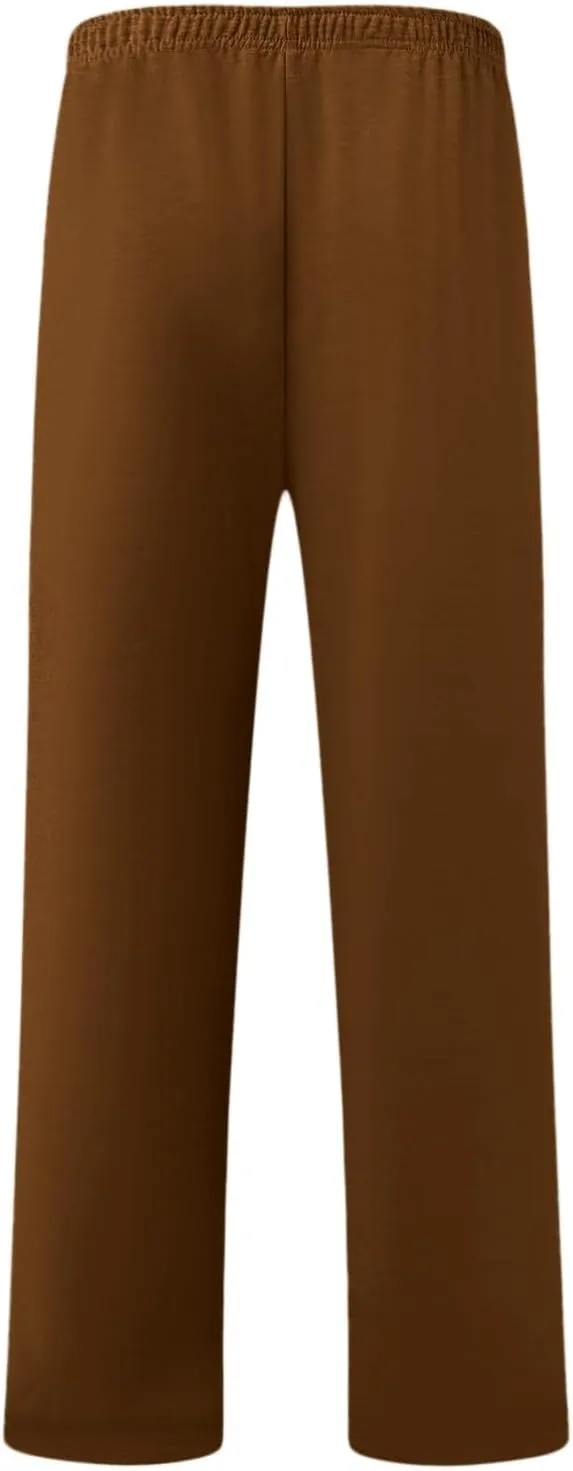 Mens Straight Leg Pants Casual Loose Fit Classic Trendy Solid Sweatpants Outdoor Workout Running Trousers with Pockets