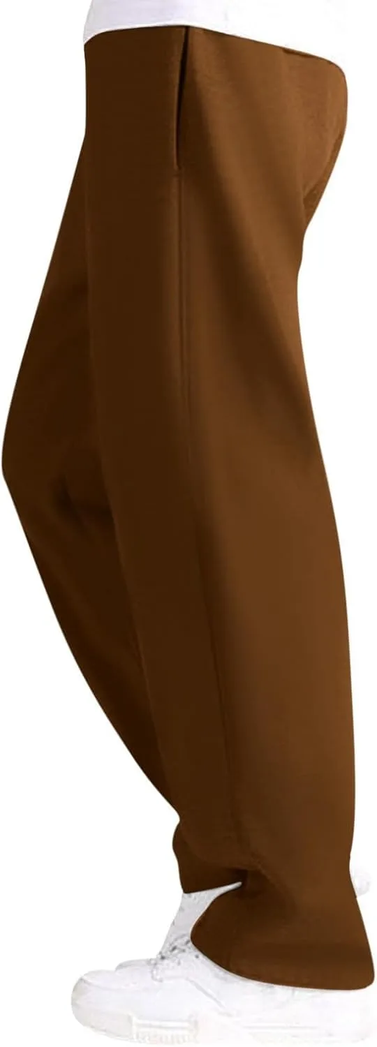 Mens Straight Leg Pants Casual Loose Fit Classic Trendy Solid Sweatpants Outdoor Workout Running Trousers with Pockets