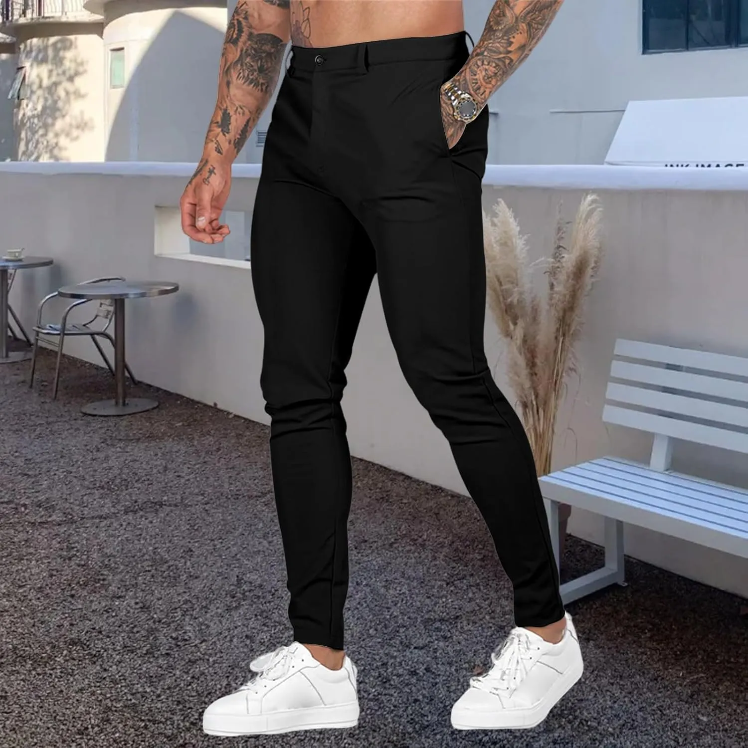 Men's Stretch Cargo Pants Casual Hiking Tactical Work Slim Fit Cargo Pants Outdoor Workout Trousers for Men