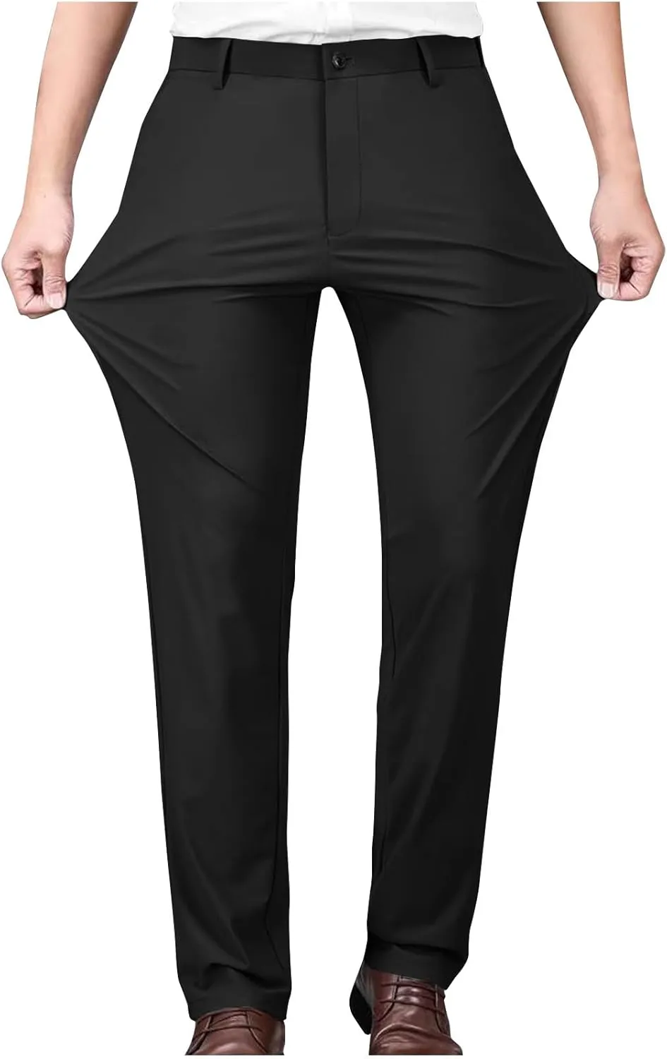 Mens Stretch Dress Pants Slim Fit Golf Pants Expandable Waist Bussiness Casual Suit Pants with Pockets