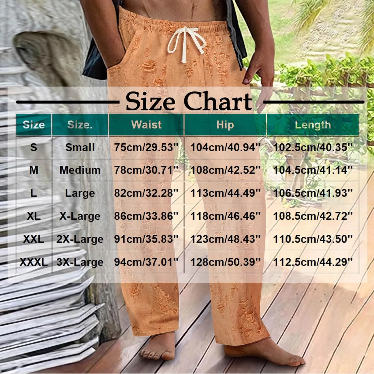 Mens Summer Casual Pants Fashion Ripped Distressed Hip Hop Streetwear Elastic Waist Loose Fit Trousers with Pockets