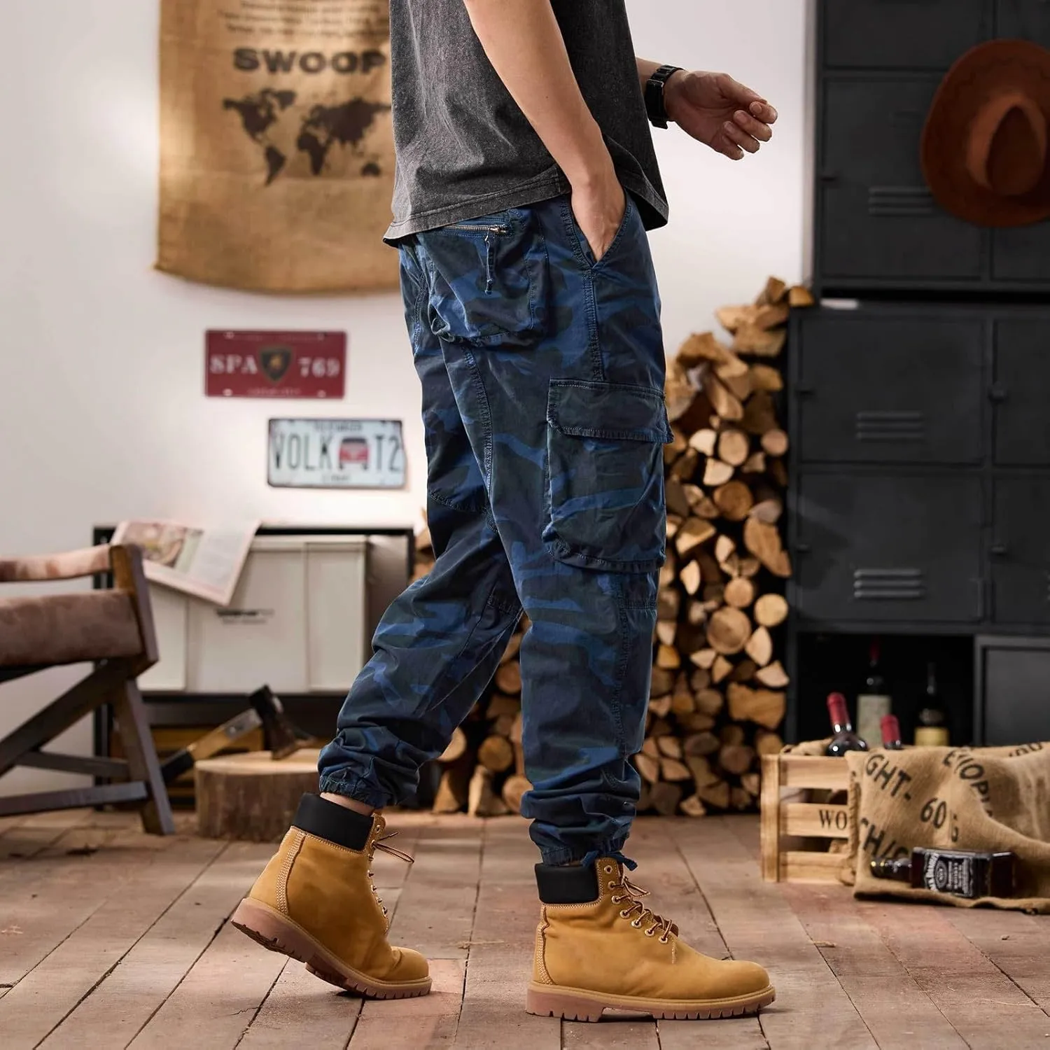 Men's Tactical Pants Hiking Cargo Pants Lightweight Work Pant Trousers Outdoor Running Hiking Joggers