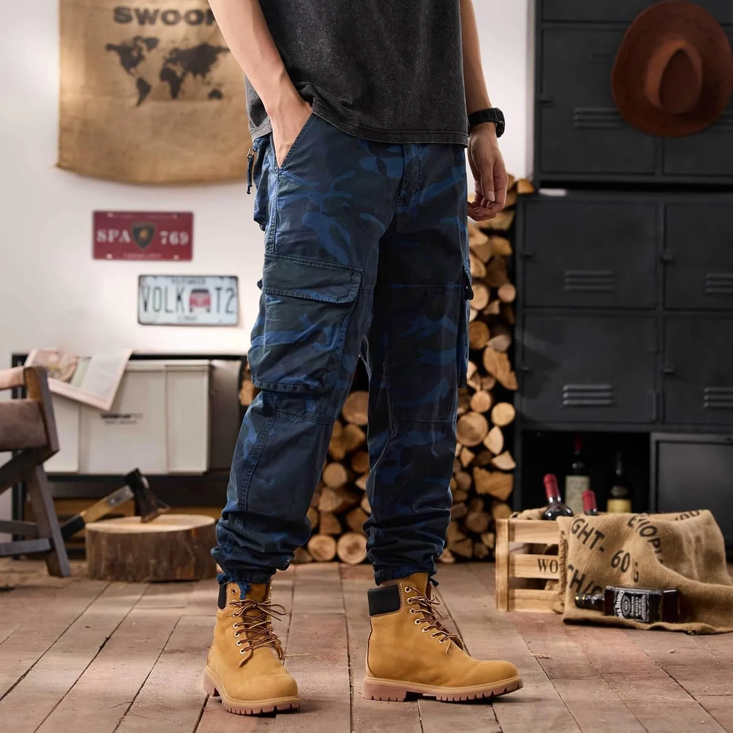 Men's Tactical Pants Hiking Cargo Pants Lightweight Work Pant Trousers Outdoor Running Hiking Joggers