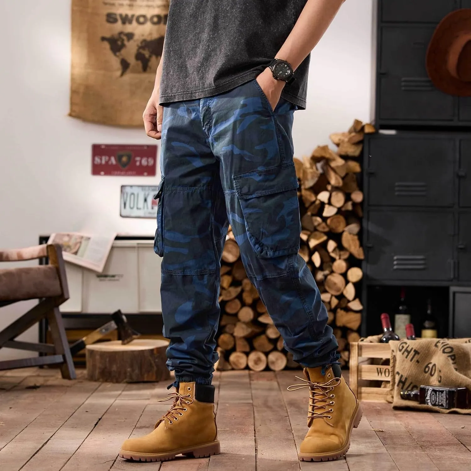 Men's Tactical Pants Hiking Cargo Pants Lightweight Work Pant Trousers Outdoor Running Hiking Joggers