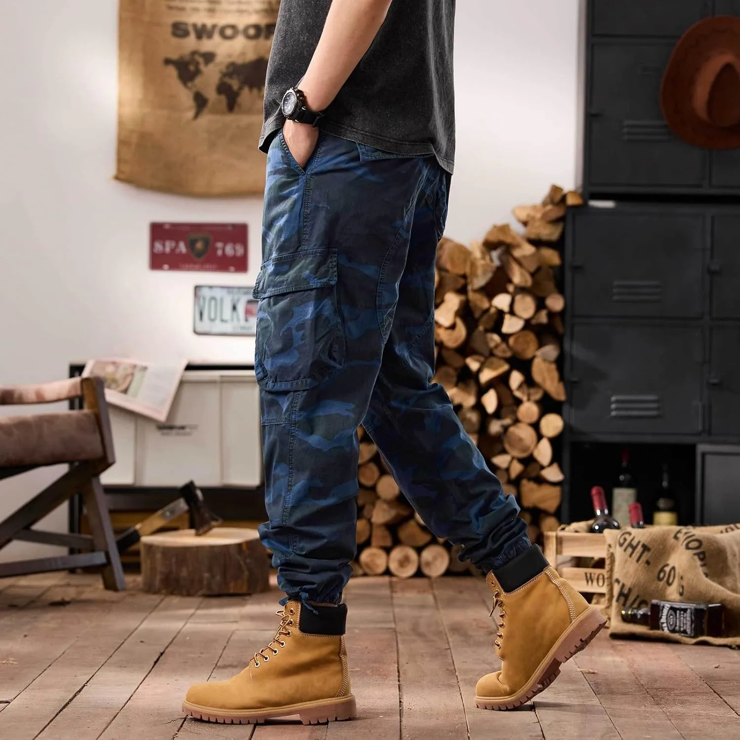 Men's Tactical Pants Hiking Cargo Pants Lightweight Work Pant Trousers Outdoor Running Hiking Joggers