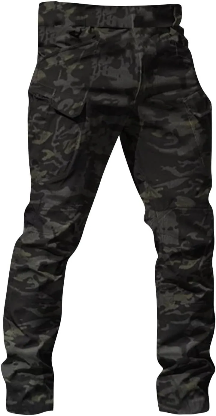 Mens Tactical Pants Stretch Work Pants Construction Hiking Cargo Pant Ripstop Water Resistant Trousers Multi Pockets