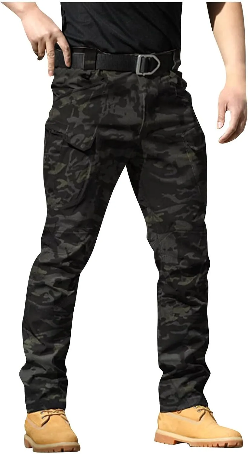 Mens Tactical Pants Stretch Work Pants Construction Hiking Cargo Pant Ripstop Water Resistant Trousers Multi Pockets