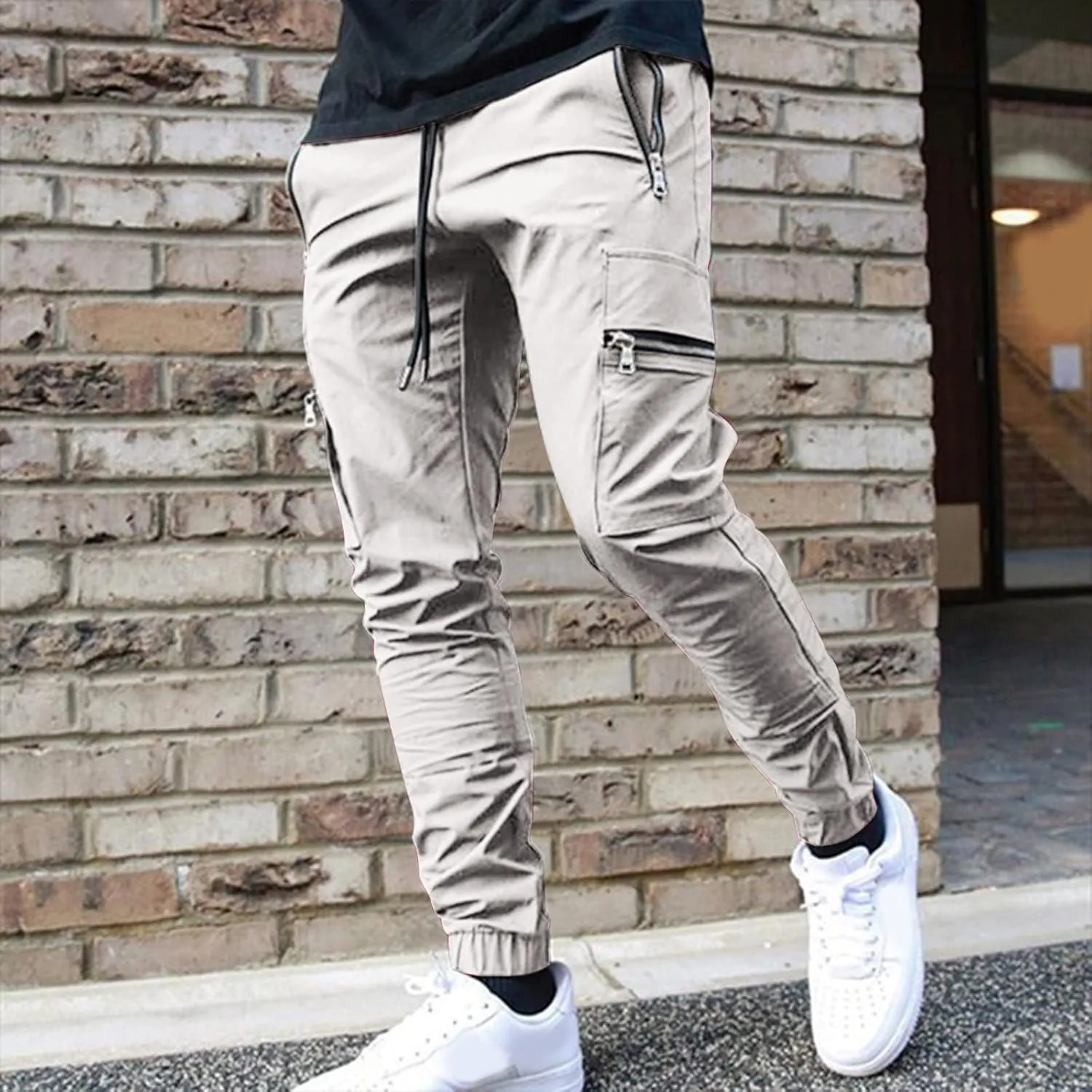 Men's Wide Leg Flare Sweatpants Slim Fit Stretch Pants for Men Skinny Fit Black Slacks Men Men's Sports Track Pants