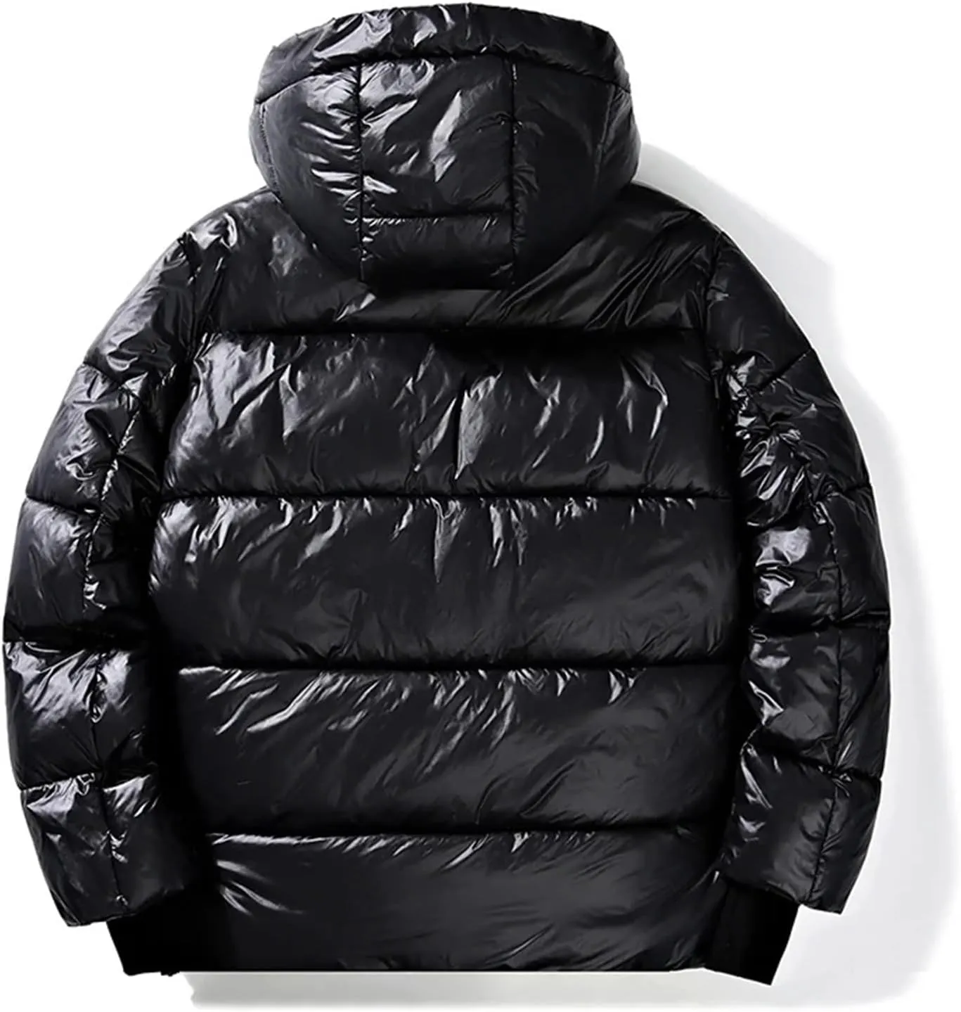 Men's Winter Puffer Jacket Black Bright Warm Parka Women's Short Down Cotton Padded Coat