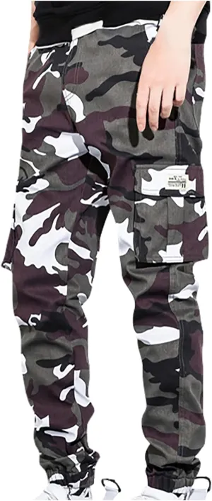 Muscularfit Men Cargo Pants Loose Fit Multi Pockets Camouflage Sweatpants Casual Stretch Tactical Hiking Pant Outdoor Fashion