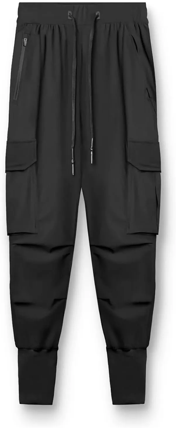Muscularfit Men's Pants Slim Fit Drawstring Solid Multi Pockets Cargo Pants for Men Fashion Outdoor Casual Jogger Sweatpants