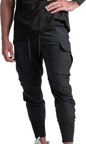 Muscularfit Men's Pants Slim Fit Drawstring Solid Multi Pockets Cargo Pants for Men Fashion Outdoor Casual Jogger Sweatpants