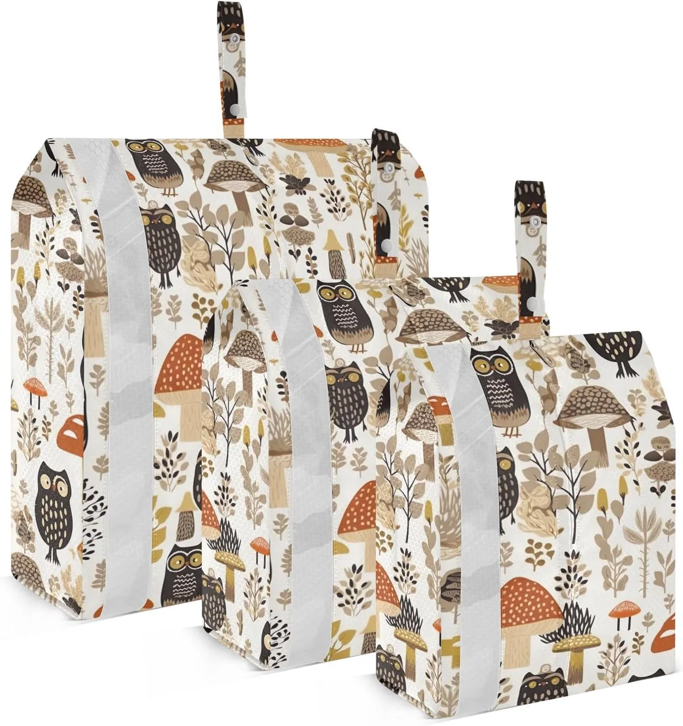 Mushrooms Forest Owls Leaves Packing Cubes for Travel 3 Set Compression Bag Suitcase Organizer Bags for Luggage