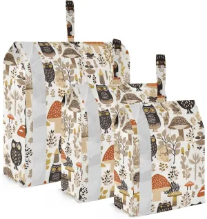 Mushrooms Forest Owls Leaves Packing Cubes for Travel 3 Set Compression Bag Suitcase Organizer Bags for Luggage