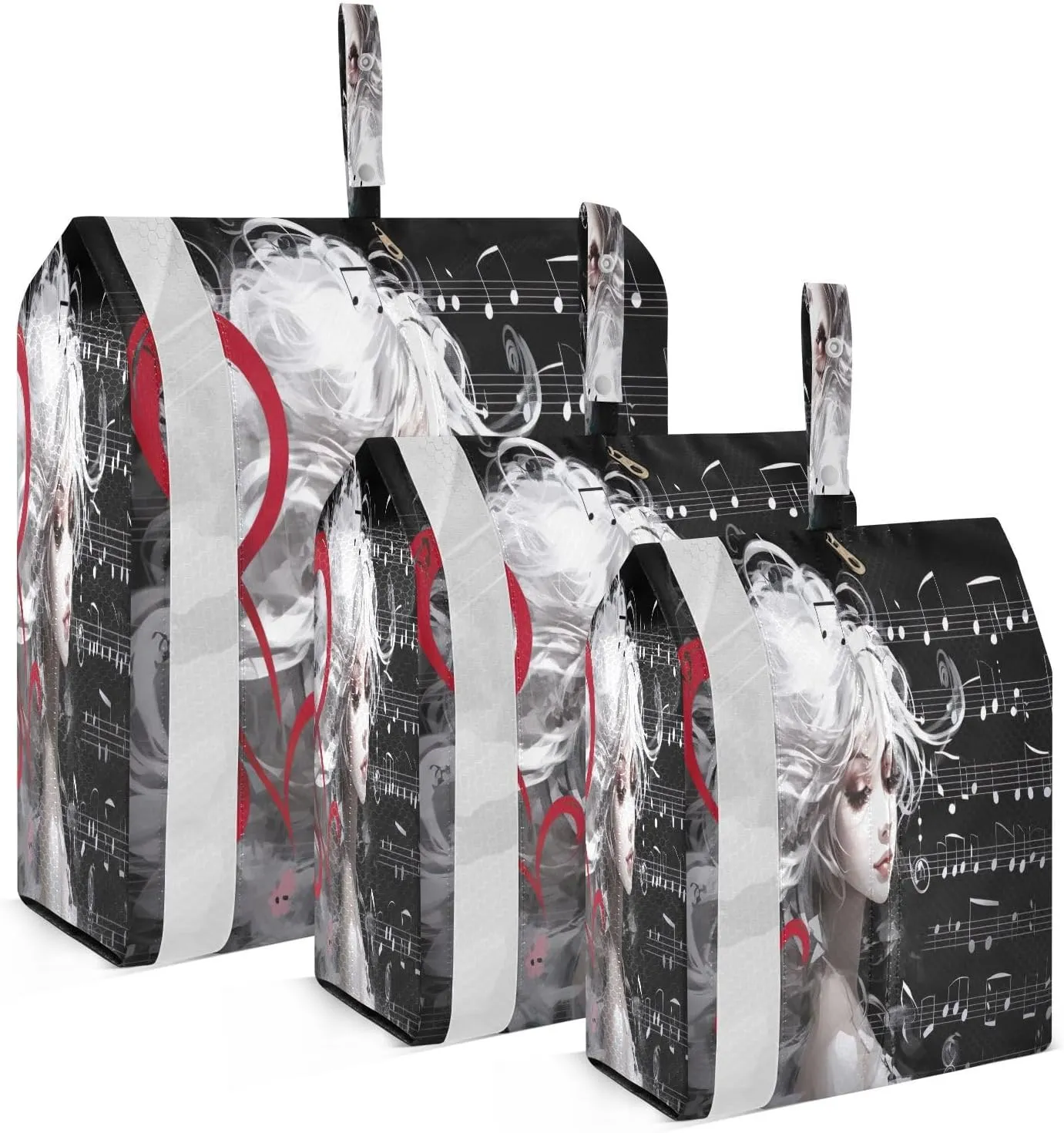 Music Note Heart Girl Packing Cubes for Travel 3 Set Luggage Packing Cubes Luggage Organizer Bags for Packing