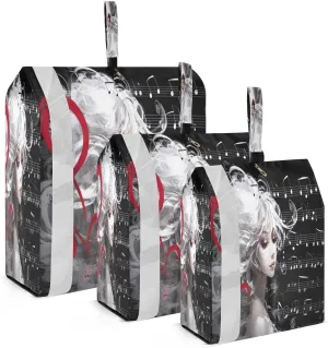 Music Note Heart Girl Packing Cubes for Travel 3 Set Luggage Packing Cubes Luggage Organizer Bags for Packing