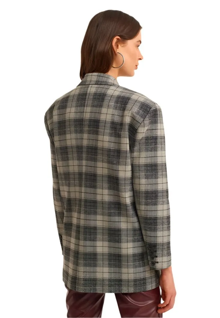 OXXO - Mixed Plaid detailed blazer jacket