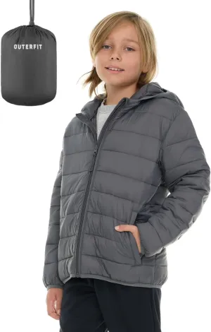 Packable Boys Puffer Jacket with Hood, Lightweight Boys Winter Jacket