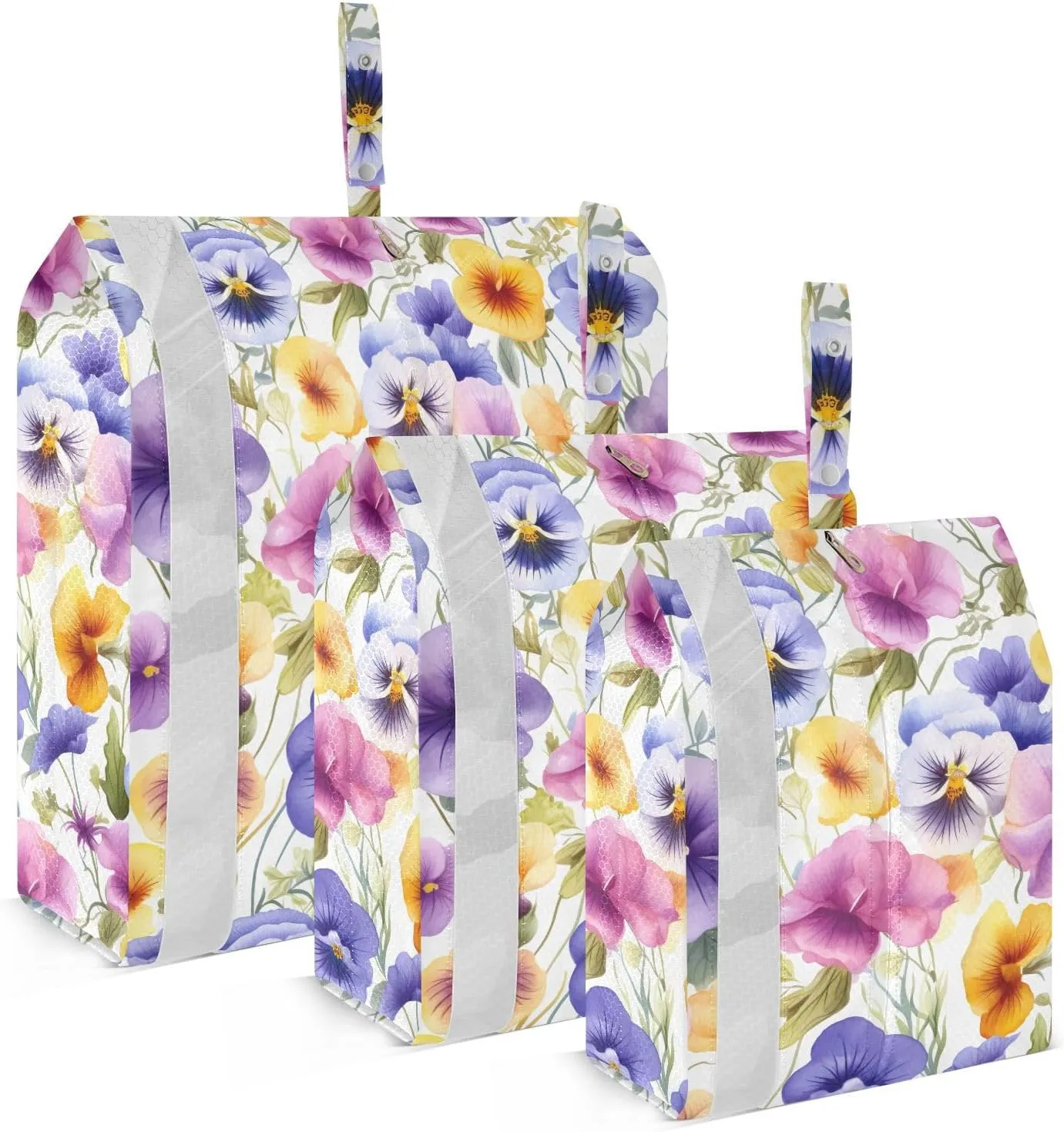 Pansies Flowers Colorful Packing Cubes for Travel 3 Set Compression Bags Suitcase Organizer for Travel Compression
