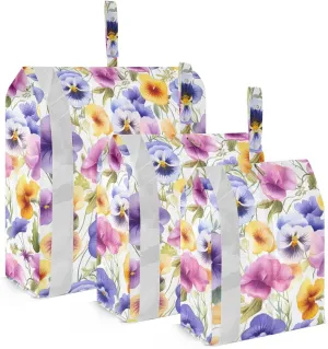 Pansies Flowers Colorful Packing Cubes for Travel 3 Set Compression Bags Suitcase Organizer for Travel Compression