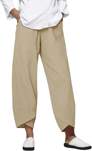 Pant Petite Loose Women Straight Summer Pants High Casual Waist Long Solid Cotton Pants Womens High