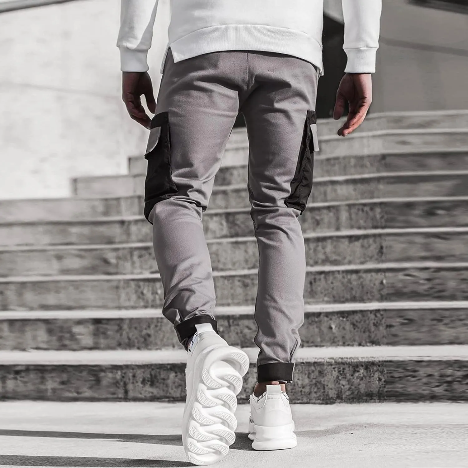 Pantalones para Hombre Chinos Cotton Slim Fit Fitness Workout Casual Jogging Bikers with Pocket Men Sport Running Cargo Pants