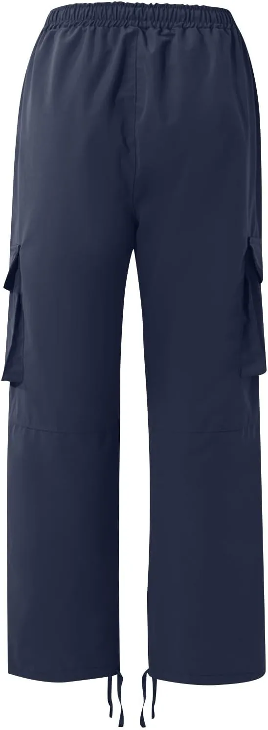 Pants Men Cargo Stretch Elastic Waist Drawstring Pants with Pockets Pants Ripstop Stretch Fall Winter Joggers Trouser