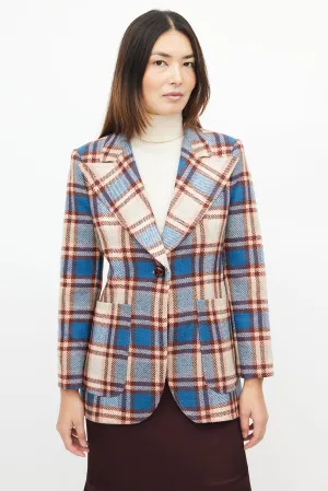 Pink & Blue Wool Plaid Blazer
