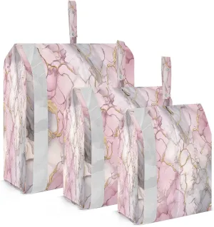 Pink Golden Marble Packing Cubes for Travel 3 Set Compression Cubes Luggage Cubes for Easy Packing