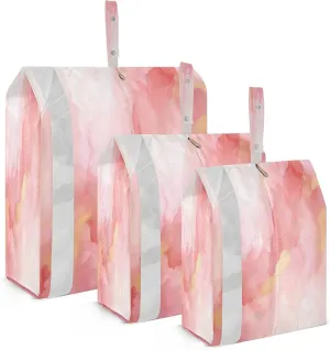 Pink Golden Marble Packing Cubes for Travel 3 Set Compression Cubes Luggage Packing Organizers for Organization