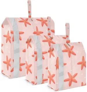 Pink Starfish Dot Packing Cubes for Travel 3 Set Travel Bags Organizer Luggage Accessories for Luggage