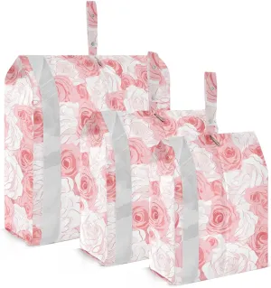 Pink White Roses Packing Cubes for Travel 3 Set Compression Packing Cubes Suitcase Organizer Bags Set for Packing