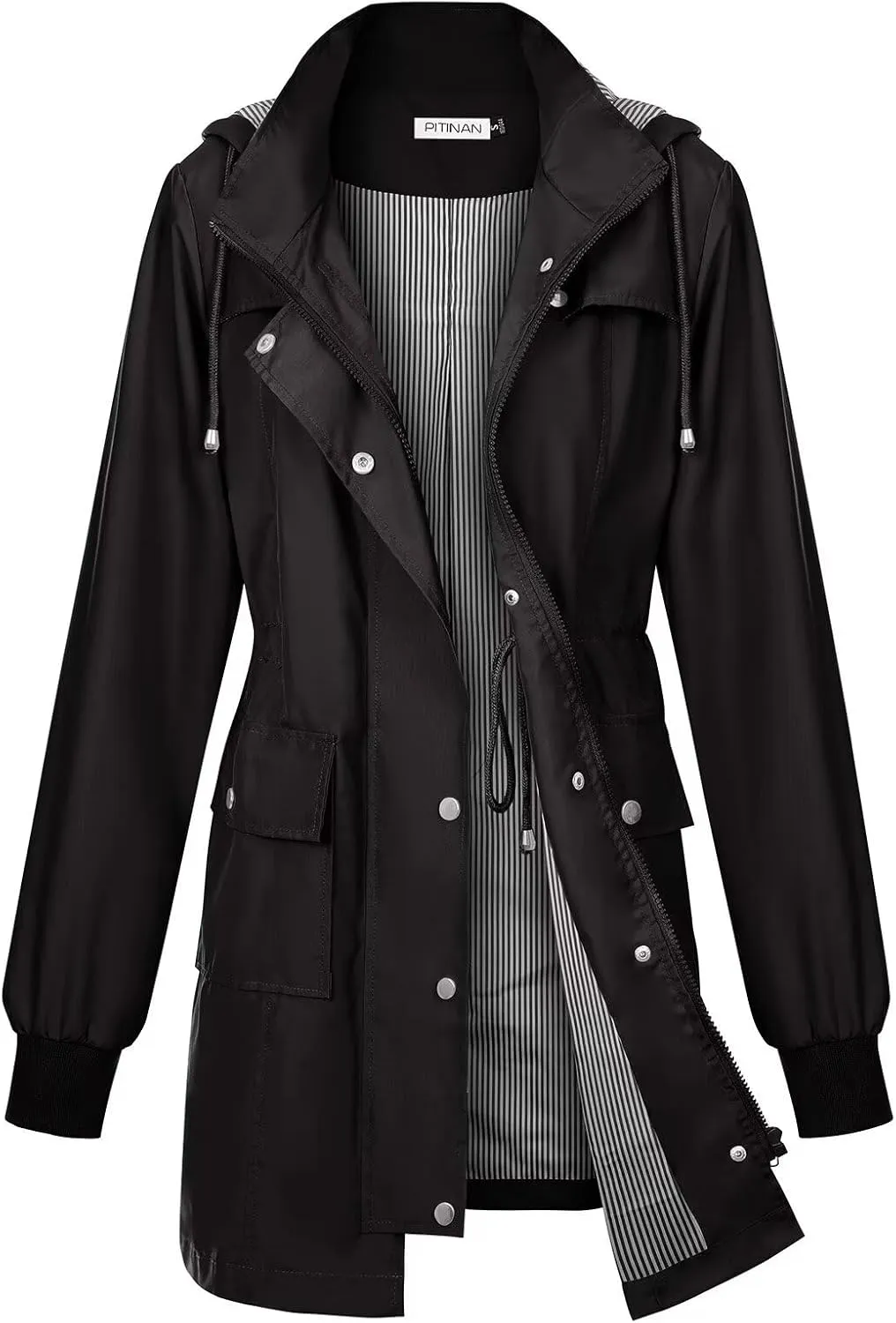 PITINAN Rain Jackets For Women Waterproof Rain Coats with Hood Lightweight Windbreaker Outdoor Womens Raincoats