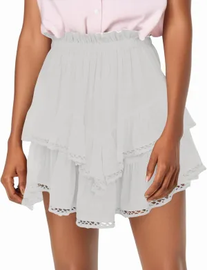 Pleated Skirts for Women Cute High Waist Ruffle Mini Skirt Layered Ruffle Flared Flowy Swing Beach Mini Short Skirt