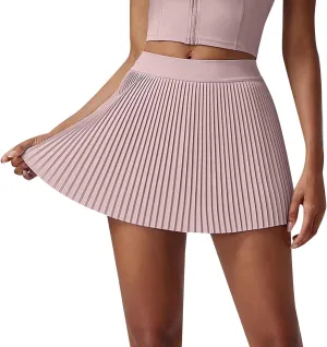Pleated Tennis Skirt for Women High Waisted Athletic Skirts with Shorts Pockets 2 in 1 Golf Workout Skort Skirts