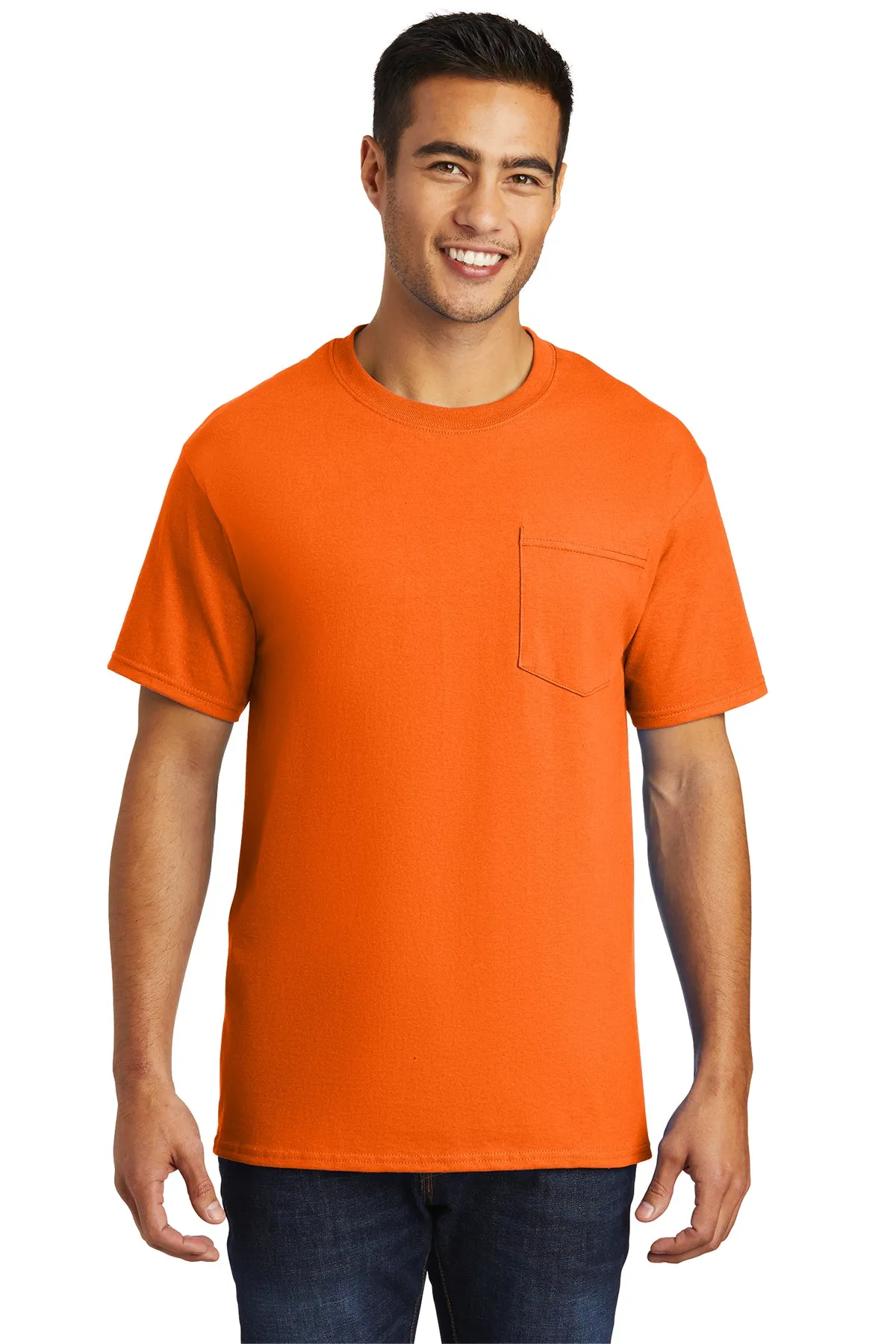 Port & Company Safety Color Heavyweight Cotton Pocket Tee Shirt