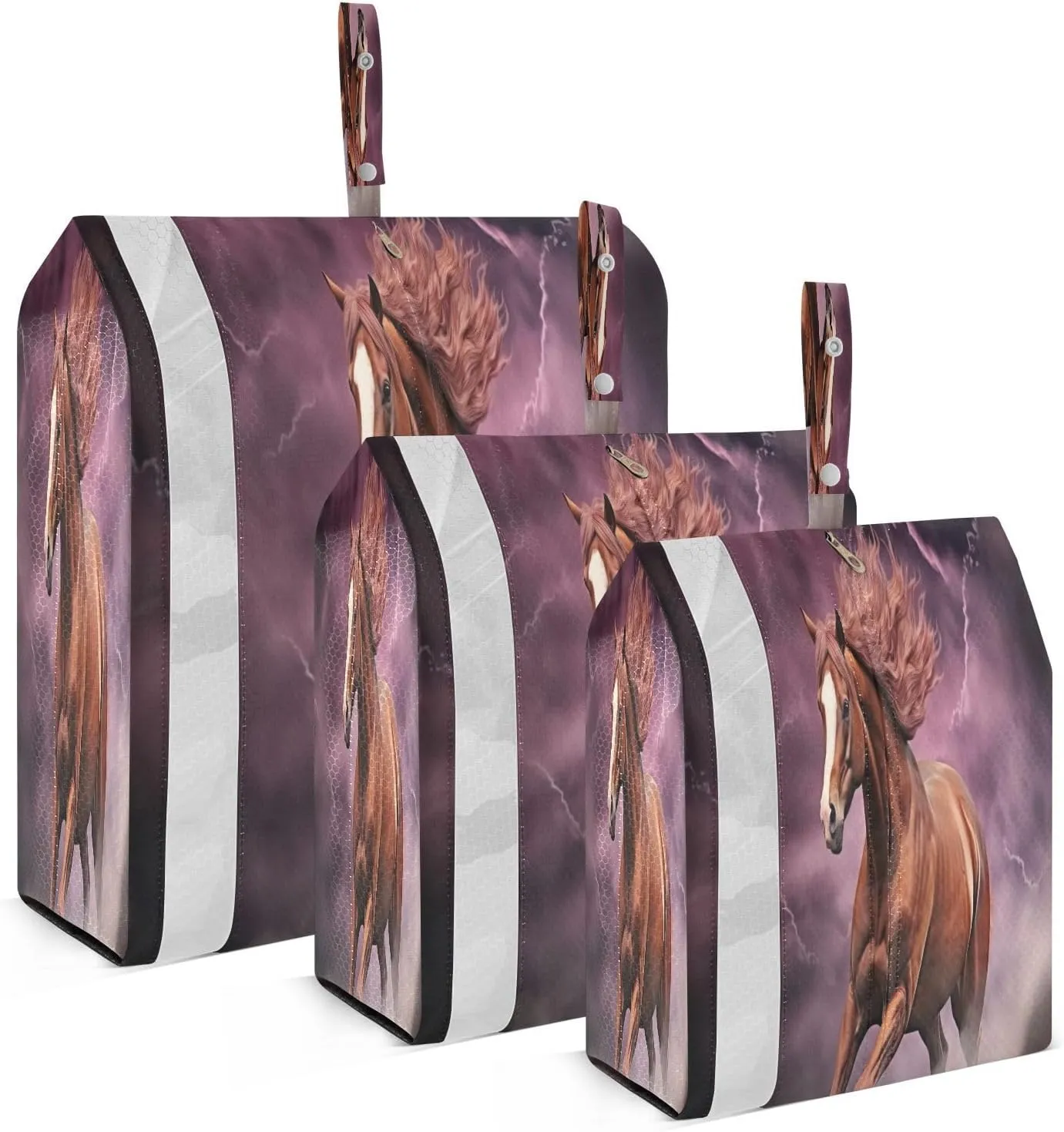 Purple Horse Running Packing Cubes for Travel 3 Set Travel Bags Organizer Luggage Accessories for Travel Compression