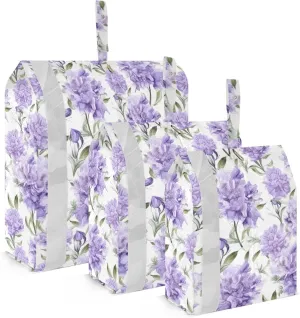 Purple Lilacs Flowers Packing Cubes for Travel 3 Set Compressible Packing Cubes Luggage Bags Organizer for Vacation Clothes