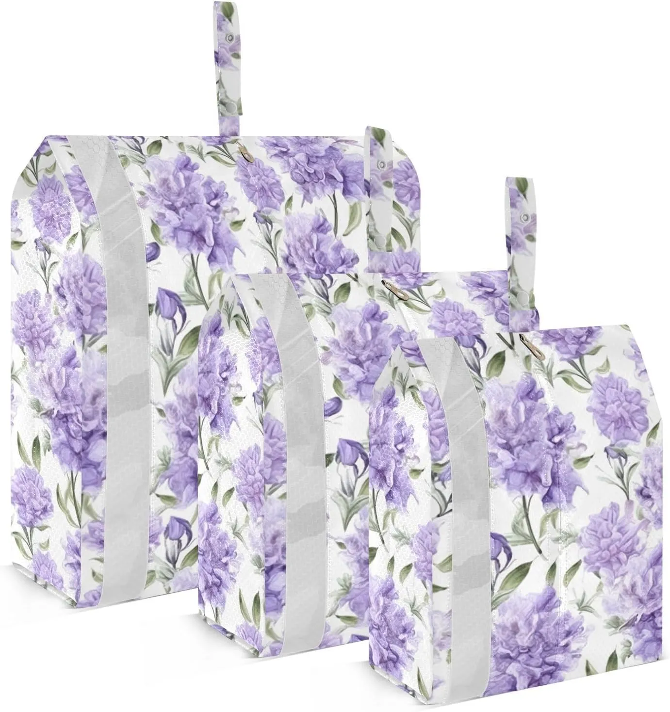 Purple Lilacs Flowers Packing Cubes for Travel 3 Set Compressible Packing Cubes Luggage Bags Organizer for Vacation Clothes