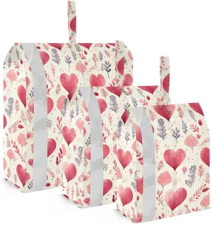 Red Hearts Valentine Packing Cubes for Travel 3 Set Compression Packing Cubes Suitcase Organizer Bags for Luggage