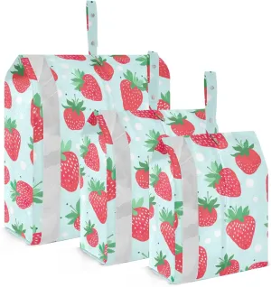 Red Strawberries Packing Cubes for Travel 3 Set Packing Cubes Large Suitcase Organizer for Vacation Clothes