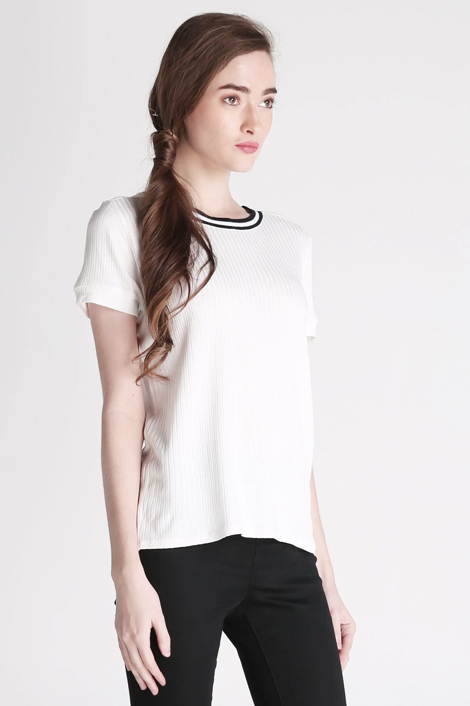  Relaxed Fit Ringer Tee in Rayon
